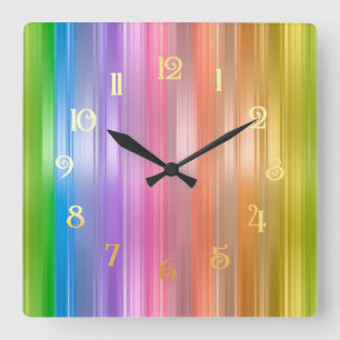 Regenbogenstreifen Quadratische Wanduhr