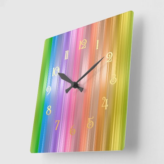 Regenbogenstreifen Quadratische Wanduhr (Winkel)