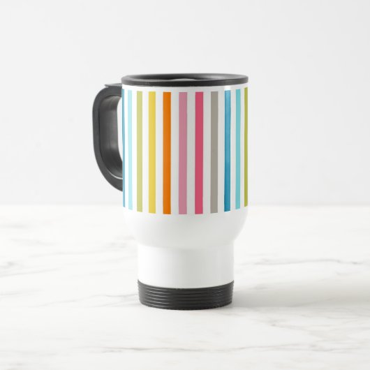 Regenbogenstreifen Reisebecher (Vorderseite Links)