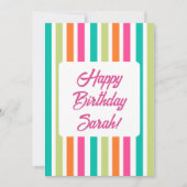 Regenbogenstreifen Retrospass-Muster Einladung (Vorderseite)