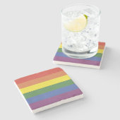 Regenbogenstreifen Steinuntersetzer (Seitenansicht)