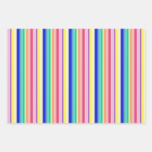Regenbogenstreifen und Polka Dots glücklich farbig Geschenkpapier Set (Vorderseite 3)