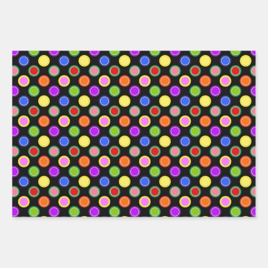 Regenbogenstreifen und Polka Dots glücklich farbig Geschenkpapier Set (Vorderseite 2)