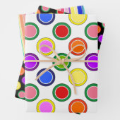 Regenbogenstreifen und Polka Dots glücklich farbig Geschenkpapier Set (Beispiel)