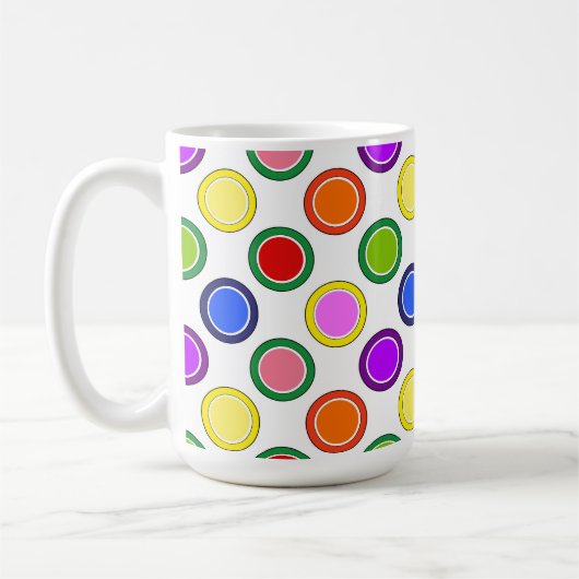 Regenbogenstreifen und Polka Dots glücklich farbig Kaffeetasse (Links)