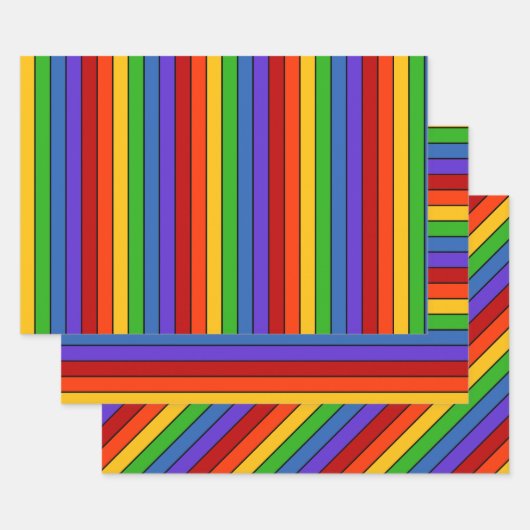 Regenbogenstreifen Vertikal Horizontal Geschenkpapier Set (Set)