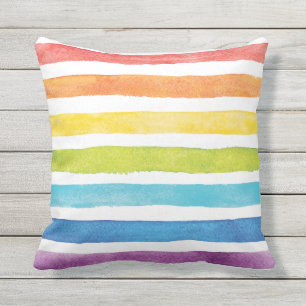 Regenbogenstreifen Wasserfarbe Helle Farbige Kissen