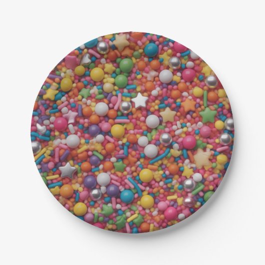 Regenbogenstreusel Pappteller (Vorderseite)