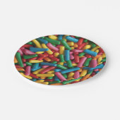 Regenbogenstreusel Pappteller (Schrägansicht)