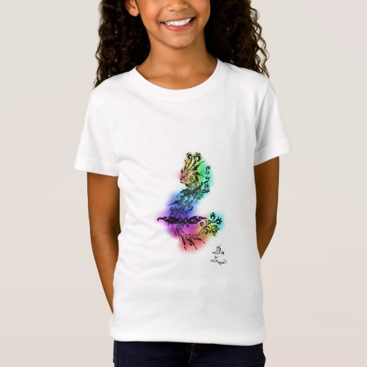 Regenbogentätowierungsdrache Mädchen-T - Shirt (Vorderseite)