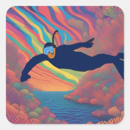 Regenbogentaucher Quadratischer Aufkleber
