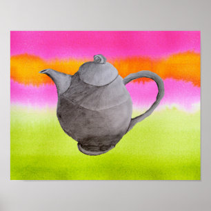 Regenbogenteekanne künstlerische Küche Kunst Poster