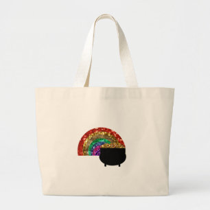 Regenbogentopf mit Gold Jumbo Stoffbeutel