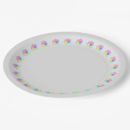 Regenbogentropfen Pappteller (Schrägansicht)