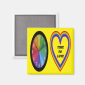 Regenbogenuhr mit Herzzeit bis Liebe Magnet (Vorderseite/Rückseite)