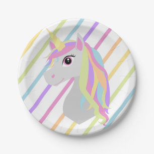 Regenbogenunicorn-Geburtstags-Papier-Teller Pappteller