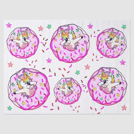 Regenbogenunicorn-Klecks-Tanz-Pose-Rosa gefror Seidenpapier (Vorderseite)
