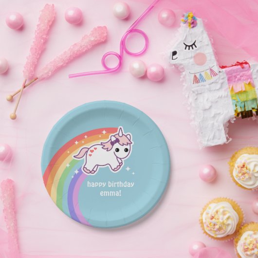 Regenbogenunicorn-Party Pappteller (Party)