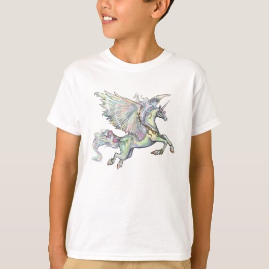 Regenbogenunicorn-Pegasus-Pferdepony-Fliegen T-Shirt (Vorderseite)