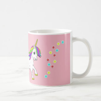 RegenbogenUnicorn und Blumen rosa Tasse