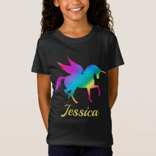 Regenbogenverlauf-Einhorn-Silhouette für Kinder T-Shirt