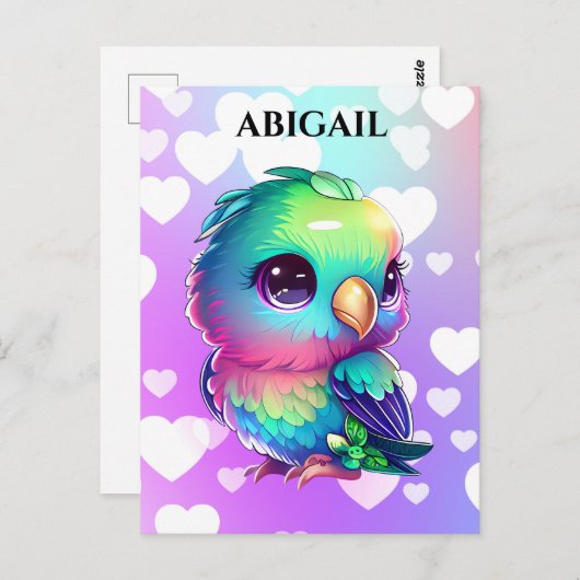 Regenbogenvogel & Herz Postkarte (Vorne/Hinten)