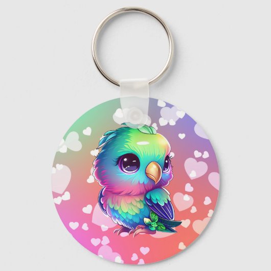 Regenbogenvogel & Herz Schlüsselanhänger (Vorderseite)