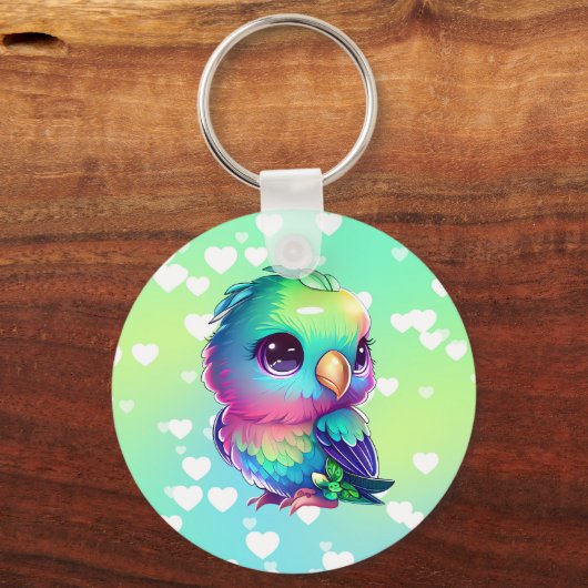 Regenbogenvogel & Herz Schlüsselanhänger (Vorderseite)
