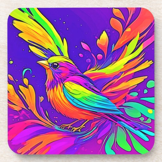 Regenbogenvogel im Cartoon Land Getränkeuntersetzer (Vorderseite)