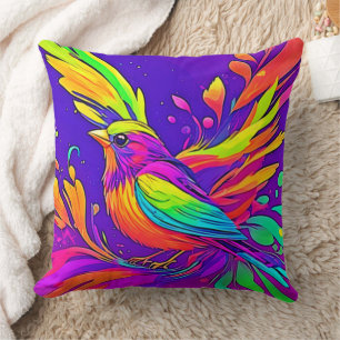 Regenbogenvogel im Cartoon Land Kissen