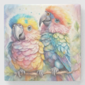 Regenbogenvögel Papageien 1 Steinuntersetzer (Vorderseite)