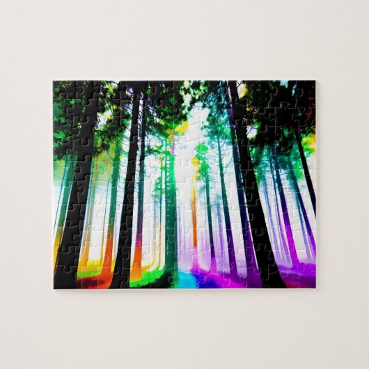 Regenbogenwald mit Silhouette Puzzle (Horizontal)