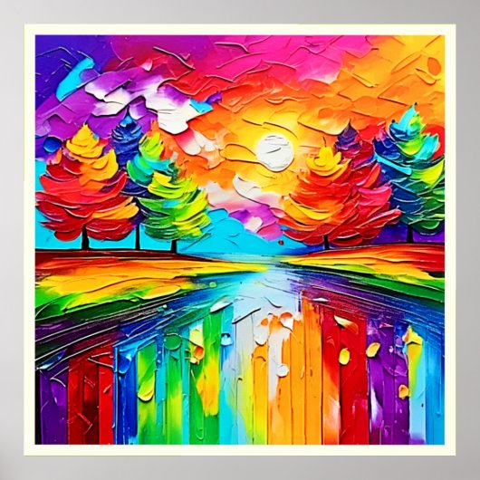 Regenbogenwald-Sonnenuntergangsträume Poster (Vorne)