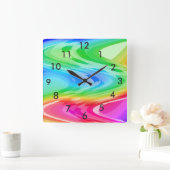 Regenbogenwälder Quadratische Wanduhr (Zuhause)