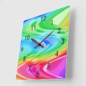 Regenbogenwälder Quadratische Wanduhr (Winkel)