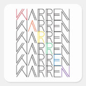 Regenbogenwarentexte Quadratischer Aufkleber (Vorderseite)