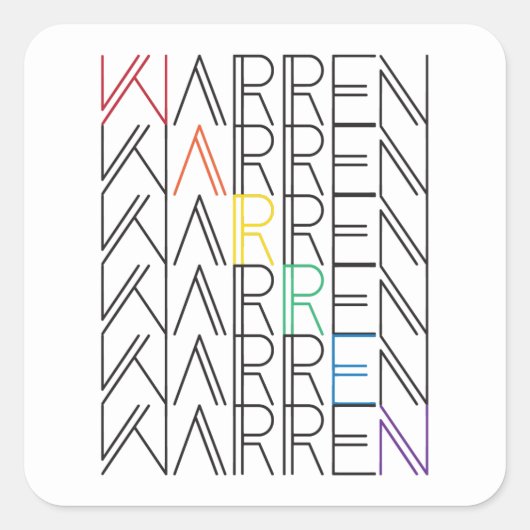 Regenbogenwarentexte Quadratischer Aufkleber (Vorderseite)