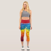Regenbogenwassertropfen Capri Leggings (Vorderseite)