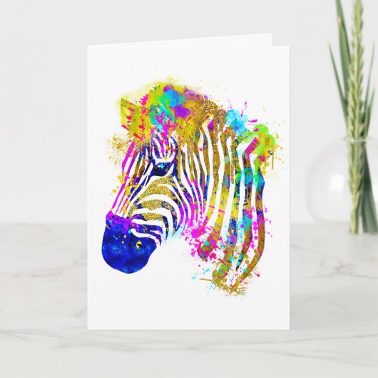 Regenbogenwatercolor-Farben-SpritzerZebra danken Karte (Vorderseite)