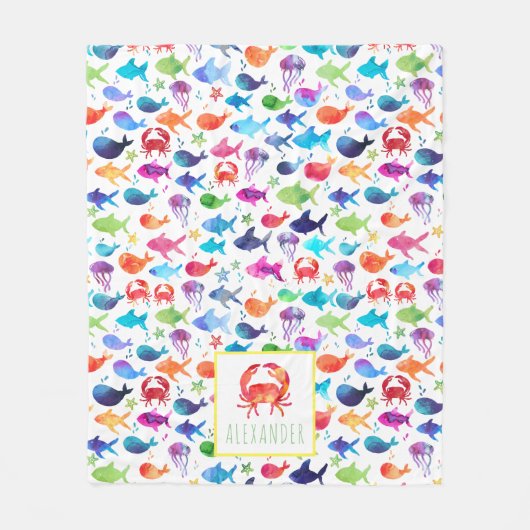 RegenbogenWatercolor unter der Seekrabbe Fleecedecke (Vorderseite)
