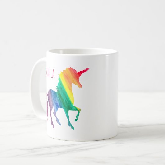 RegenbogenWatercolorunicorn-hübsches Kaffeetasse (Vorderseite Links)