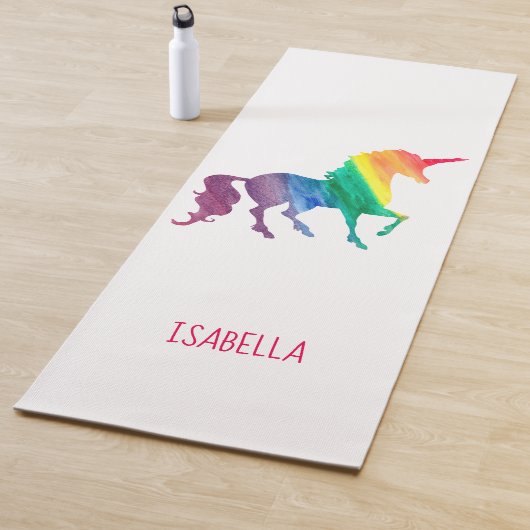 RegenbogenWatercolorunicorn-Silhouette Yogamatte (Beispiel)
