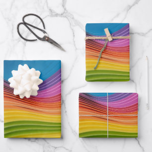 Regenbogenwelle Geschenkpapier Set