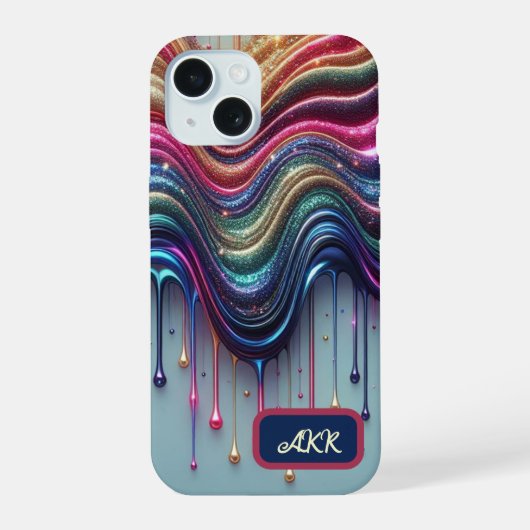 Regenbogenwelle iPhone 15 Hülle (Rückseite)