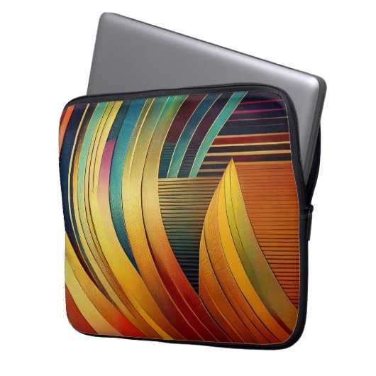 Regenbogenwelle Laptopschutzhülle (Vorderseite Links)