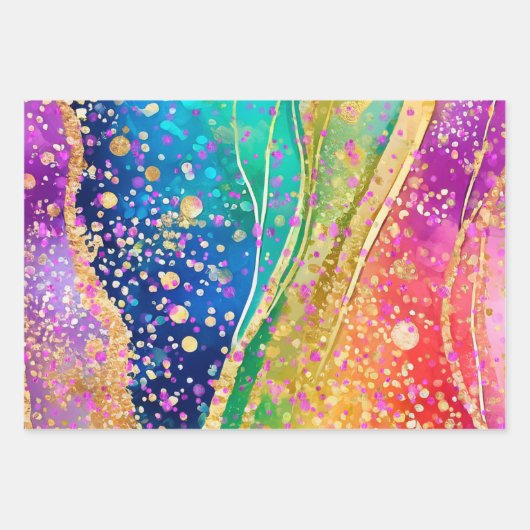 Regenbogenwelle mit Confetti Geschenkpapier Set (Vorderseite 2)
