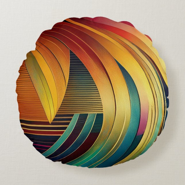 Regenbogenwelle Rundes Kissen (Vorderseite)