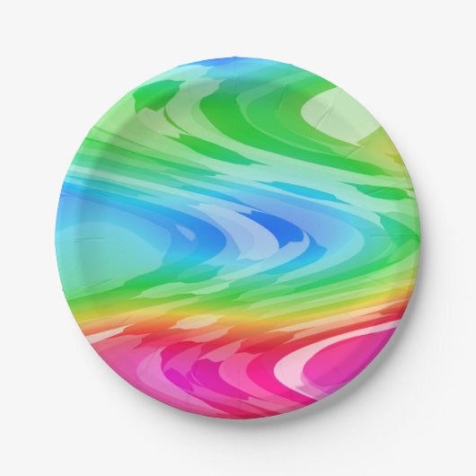 Regenbogenwellen Pappteller (Vorderseite)