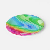 Regenbogenwellen Pappteller (Schrägansicht)