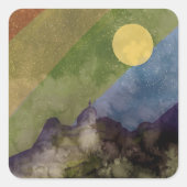 Regenbogenwelt Quadratischer Aufkleber (Vorderseite)